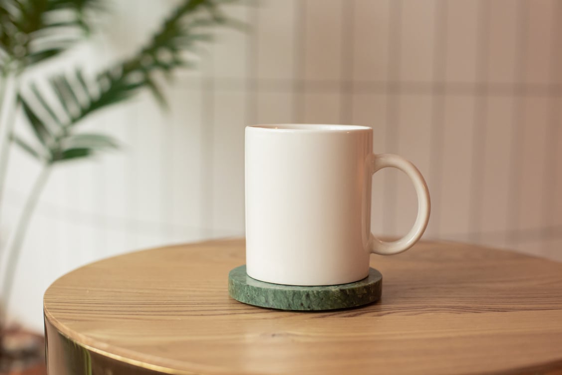 White Mug on Round Table