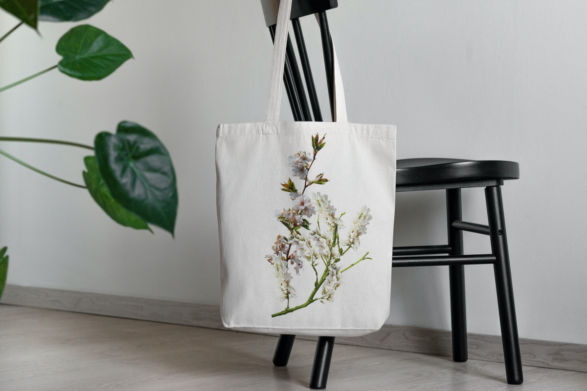 Tote bag hanging on the chair