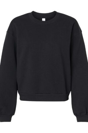 American Apparel RF494 Women's ReFlex Fleece Crewneck Sweatshirt in Black – front view