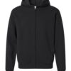 American Apparel RF497 Unisex ReFlex Fleece Full-Zip Hoodie in Black – front view