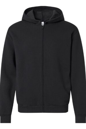 American Apparel RF497 Unisex ReFlex Fleece Full-Zip Hoodie in Black – front view