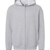 American Apparel RF497 Unisex ReFlex Fleece Full-Zip Hoodie in Heather Grey – front view