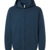 American Apparel RF497 Unisex ReFlex Fleece Full-Zip Hoodie in Sea Blue – front view