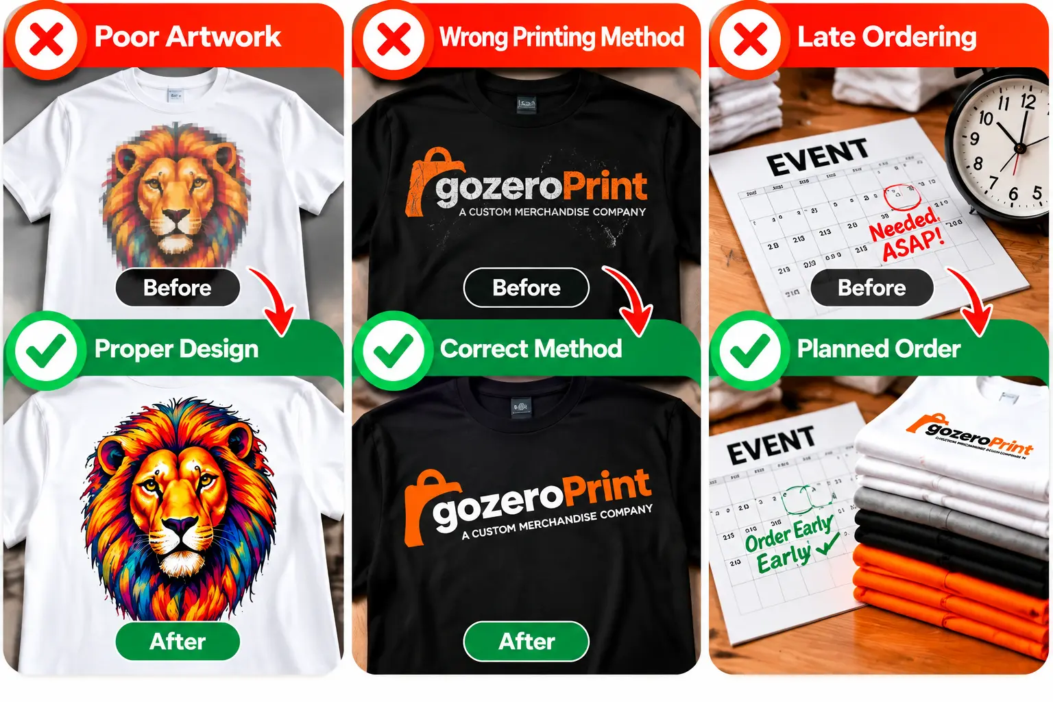 How Much Does Custom T-Shirt Printing Cost? A Complete Pricing Guide Common custom T-shirt printing mistakes including poor artwork and wrong printing choices